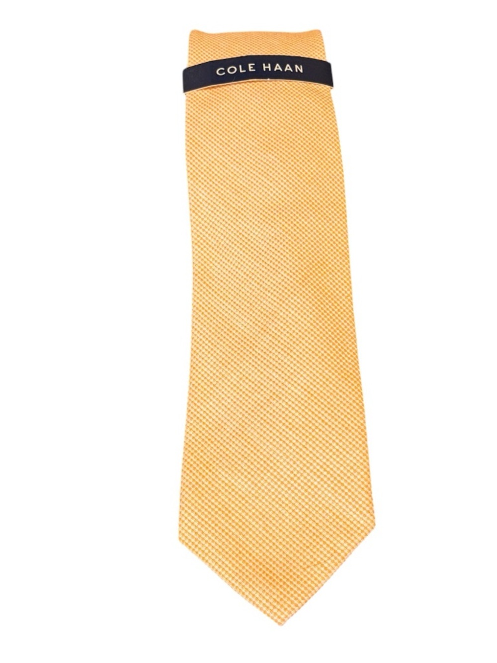 Cole Haan Necktie NWT Peach Orange Micro Houndstooth Cotton Silk Blend Preppy